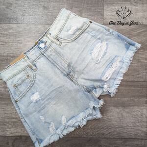 Vanilla Star Juniors Shortie Vintage High Rise Button Fly Denim Shorts Size 1